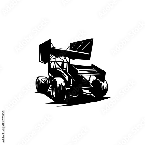 isolated sprint car racing silhouette logo
