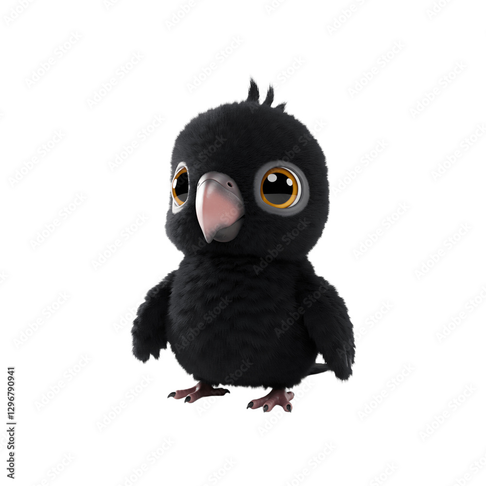 Fototapeta premium cute black parrot. 3D element for composition