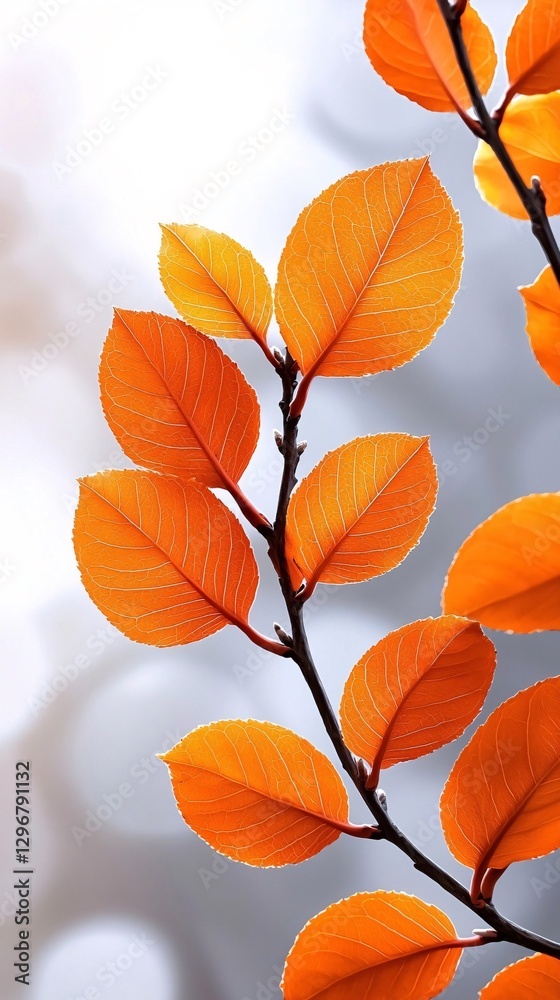 Vibrant Autumn Leaves on a Branch Vibrant Autumn Leaves on a Branch