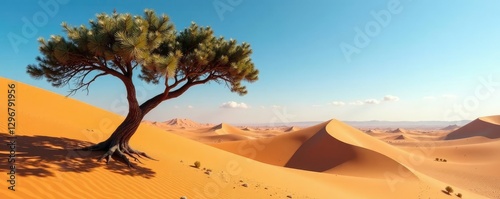 Desert tree branches stretch towards the dunes, tamarisk, dunes