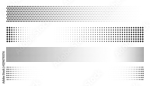 Halftone stars in varying sizes creating an abstract textured background