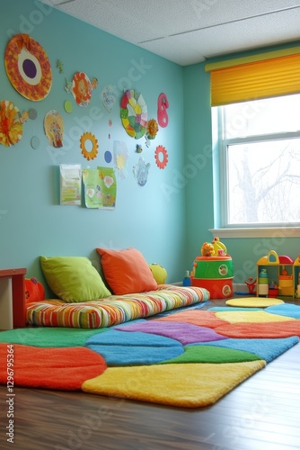 Pediatric waiting room featuring cheerful decor and toys