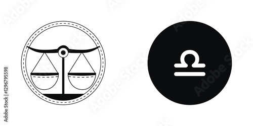 Zodiac horoscope. LIBRA astrological icon symbol. Stylized star sign esoteric. Simple line vector illustration.