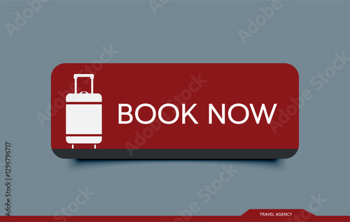 Online Travel Booking Banner with Luggage Icon Book Your Trip Now. Vector