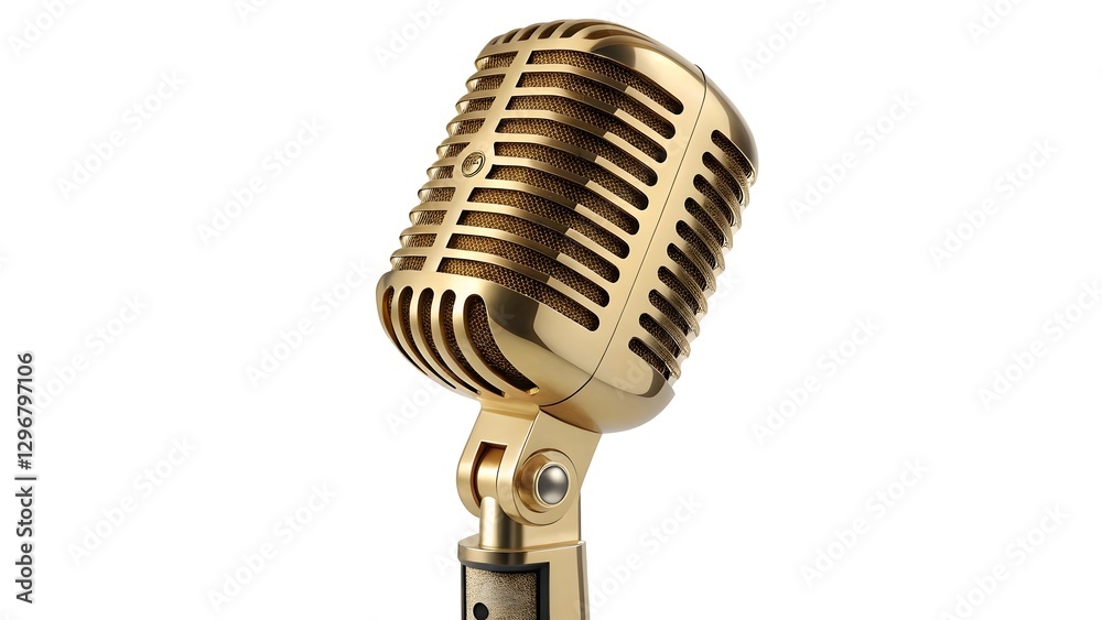 Fototapeta premium Elegant Gold Vintage Microphone Classic Design & Timeless Quality V4