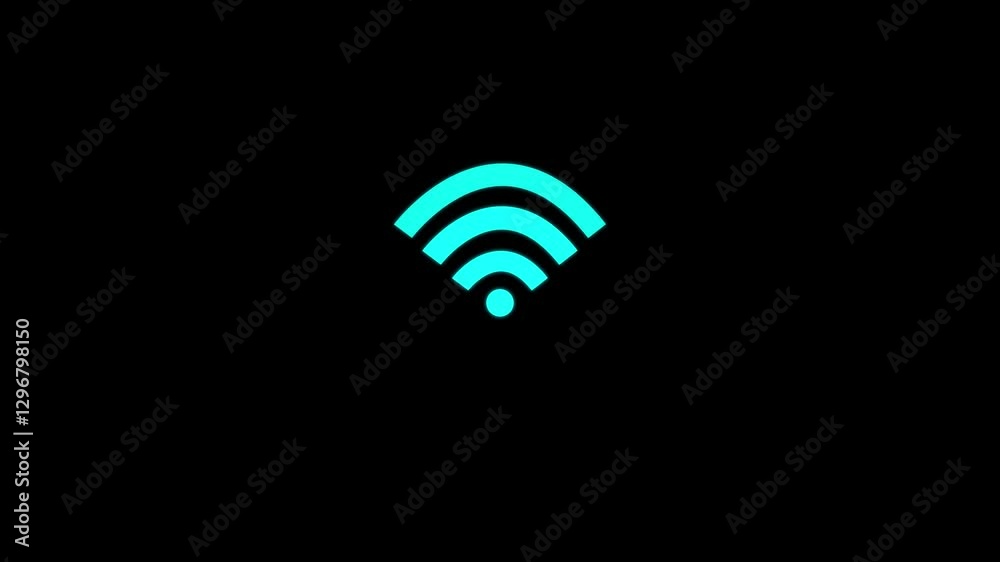 animated wifi internet network icon on black background. wi-fi network icon. animated wifi internet network icon on black background. wi-fi network icon.