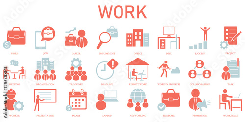 Set of Work Icons or symbols Vector fully editable file.