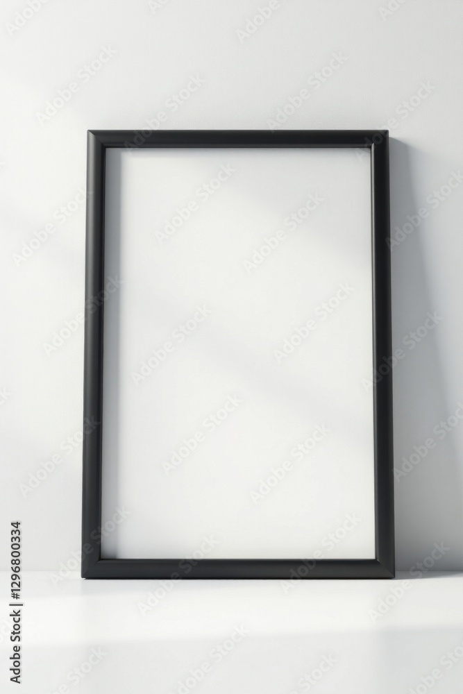 A simple black frame rests against a stark white wall, ready to display your artwork or photograph. Its minimalist design offers a clean aesthetic, perfect for modern interiors. A simple black frame rests against a stark white wall, ready to display your artwork or photograph. Its minimalist design offers a clean aesthetic, perfect for modern interiors.