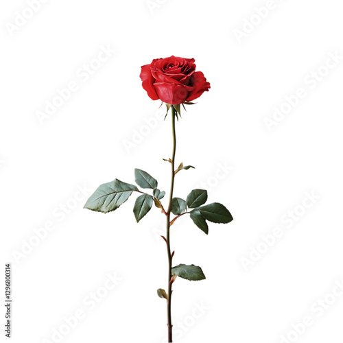 Single Red Rose on Black isolated on transparent background