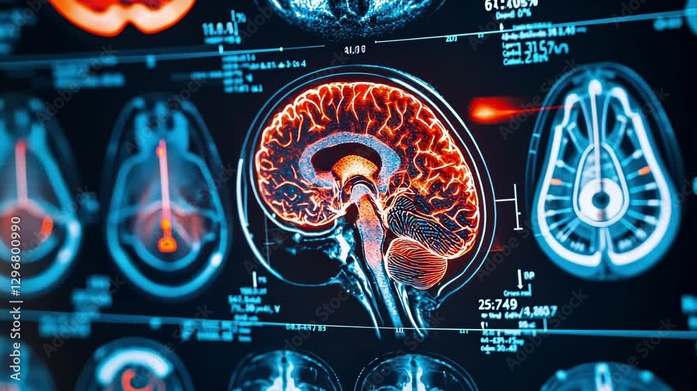 MRI image of the human brain displaying detailed neurological ...