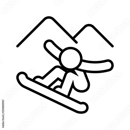Simple black and white skiing icon featuring a skier in motion