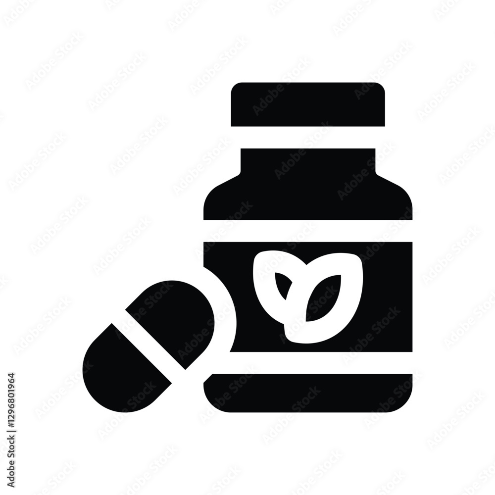 supplement glyph icon. Strong and solid vector icon for websites, mobile interfaces, presentations, and visual branding. High quality and easy to edit.