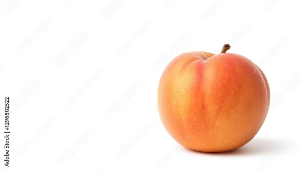 A single ripe peach, perfectly isolated on a pure white background, summer fruit, isolated A single ripe peach, perfectly isolated on a pure white background, summer fruit, isolated