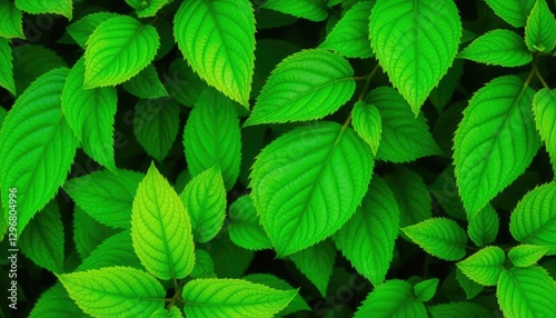 Lush green leaves, vibrant texture, intricate detail, natural, element