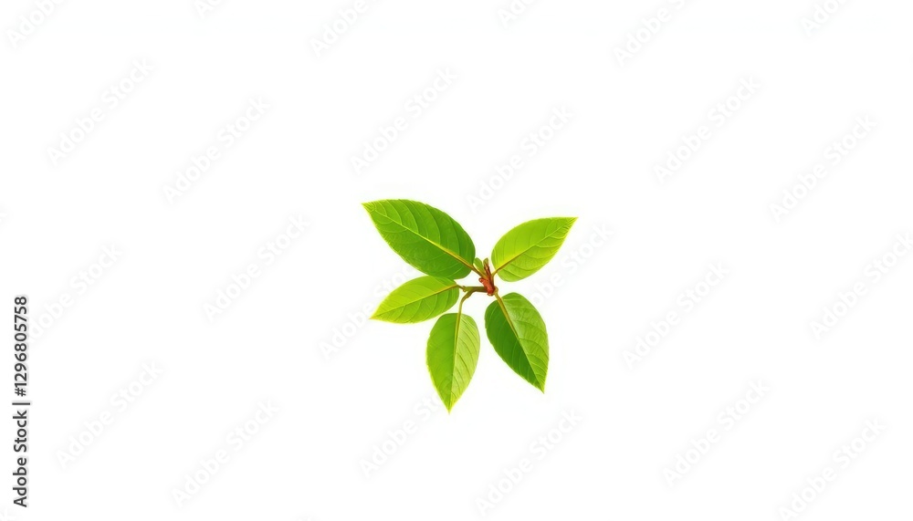 Obraz premium Single vibrant green plant, isolated on pure white, asset, growth