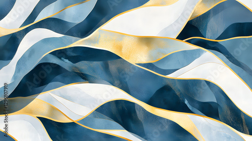 Wallpaper Mural A pattern of flowing lines in shades of blue and gold, resembling marble with a luxurious feel
 Torontodigital.ca