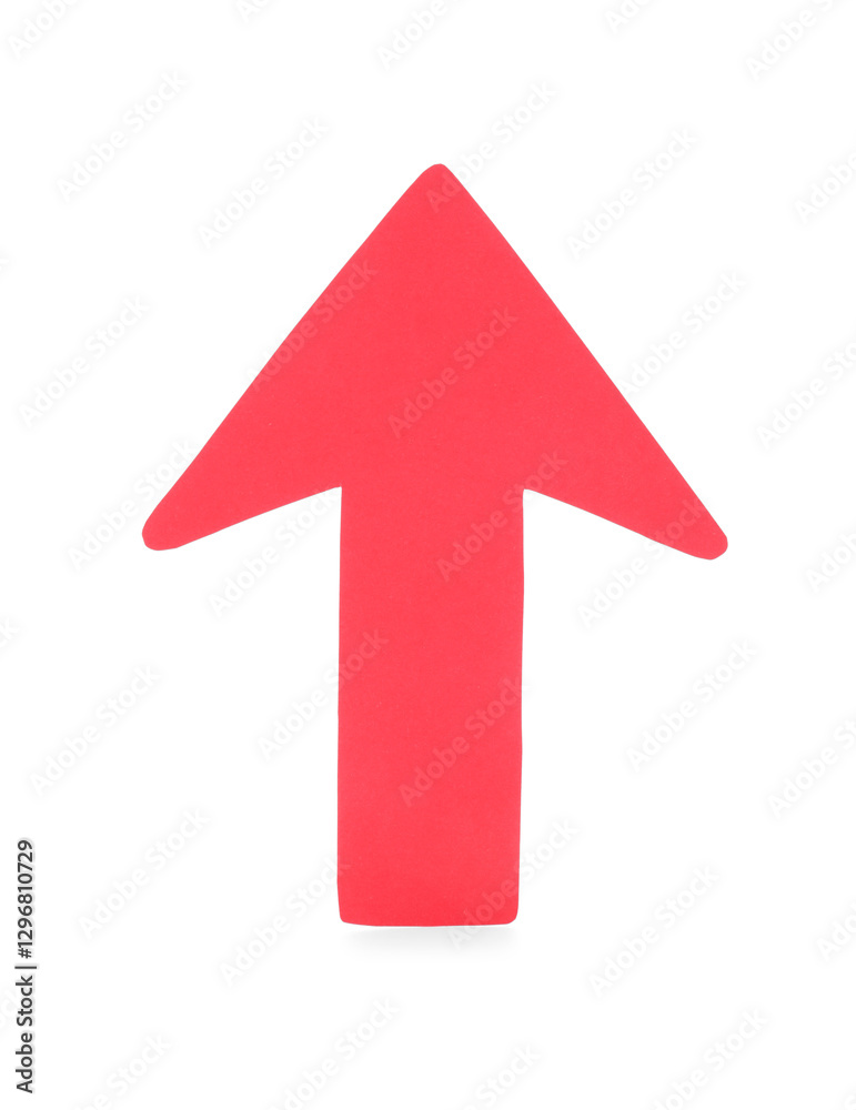 One red paper arrow isolated on white One red paper arrow isolated on white