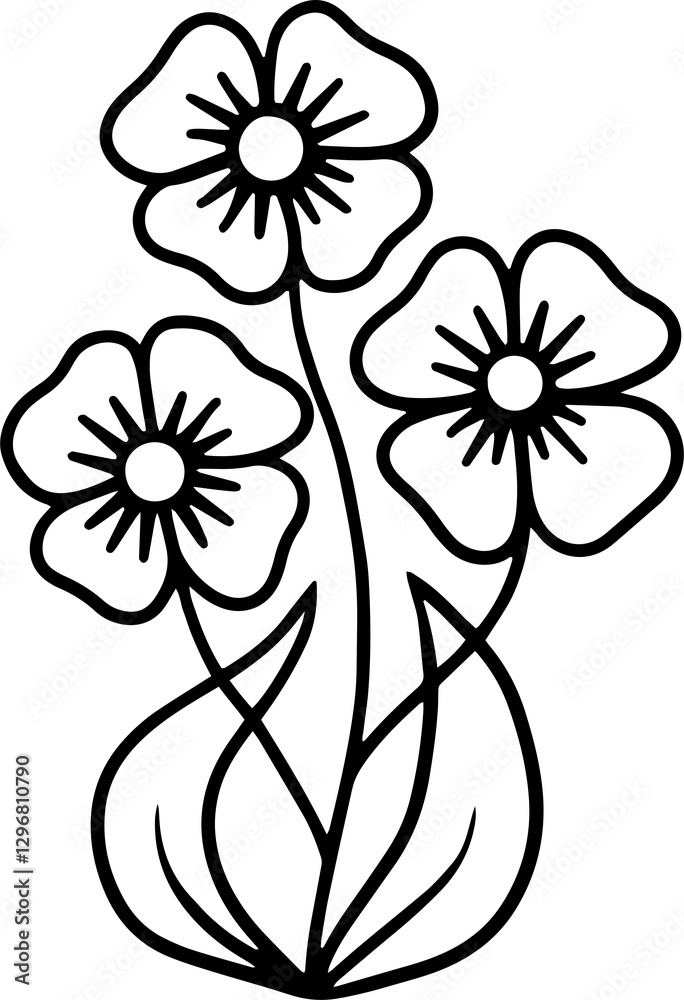 Obraz premium Line art hand drawn plant, floral design element