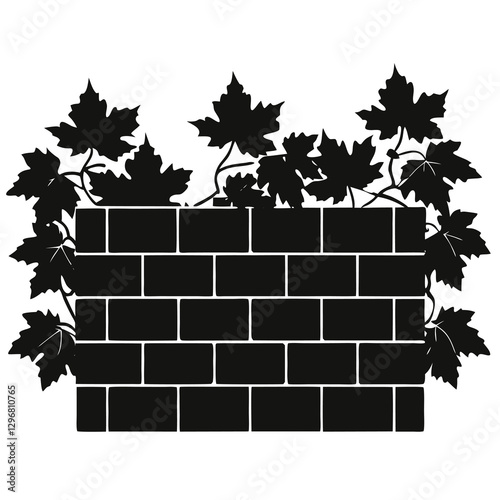 silhouette vector of ivy covered wall
