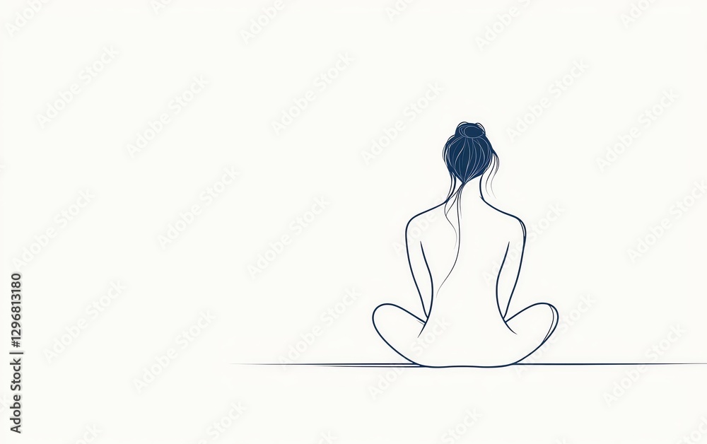 A minimalist illustration representing calmness and introspection in meditation. A minimalist illustration representing calmness and introspection in meditation.