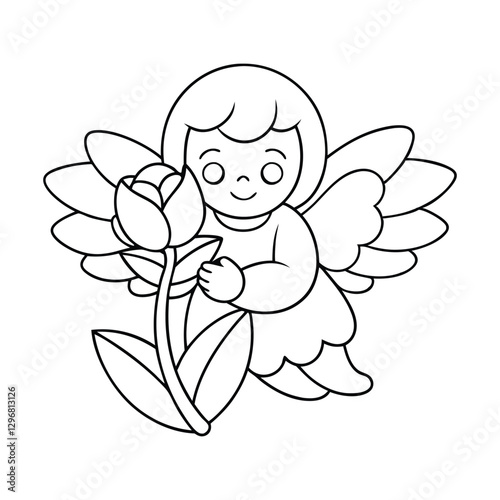 Coloring page Angel vector illustration