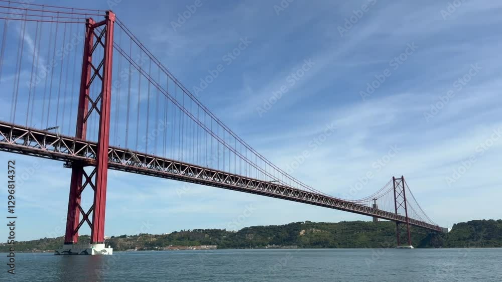 25 de Abril Bridge in Lisbon Boat View 25 de Abril Bridge in Lisbon Boat View