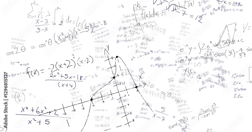 Image of mathematical data processing over white background Image of mathematical data processing over white background