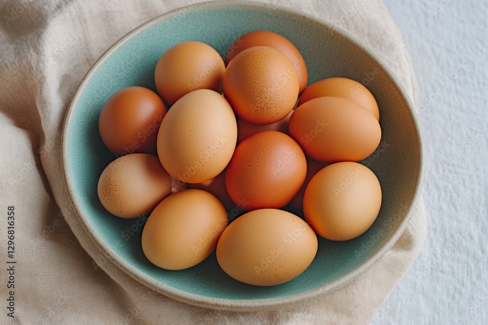 A rustic ceramic bowl filled with multiple egg yolks, glowing under soft natural light A rustic ceramic bowl filled with multiple egg yolks, glowing under soft natural light