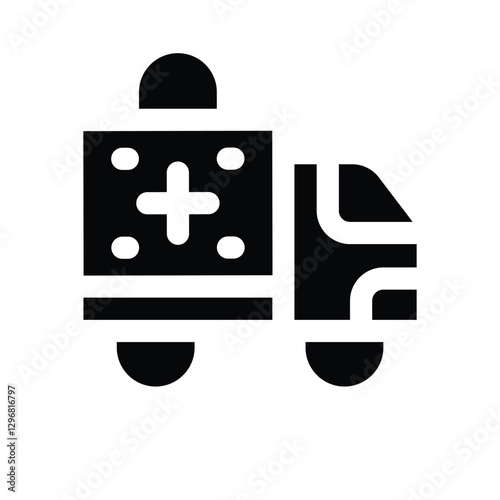 ambulance glyph icon. Strong and solid vector icon for websites, mobile interfaces, presentations, and visual branding. High quality and easy to edit.