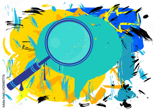 Magnifying Glass graffiti. Abstract modern street art decoration performed in urban painting style.