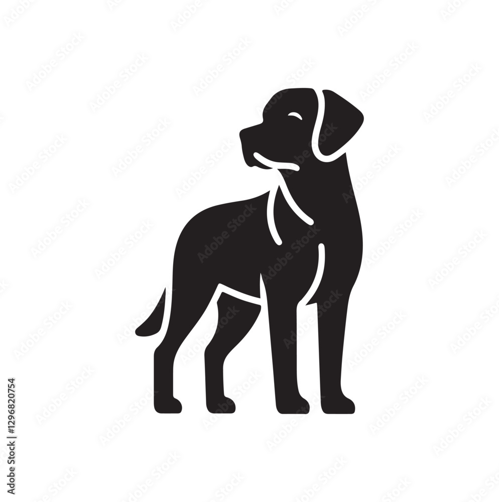 A black dog vector silhouette A black dog vector silhouette