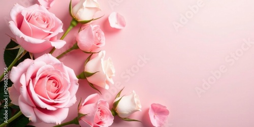 Wallpaper Mural A Delicate Arrangement of Pink Roses on a Pastel Background, Perfect for Romantic Occasions and Celebrations of Love and Affection Torontodigital.ca