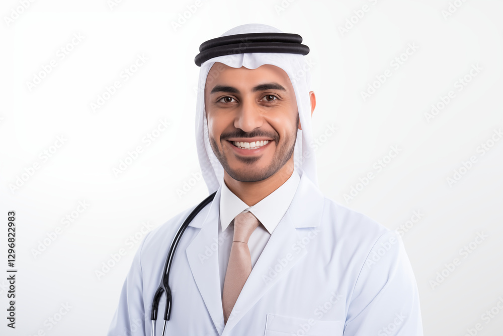 Smiling Arab Doctor in White Coat with Stethoscope – Professional Medical Portrait on White Background, Healthcare Expert, Friendly Physician, Hospital & Clinic Concept
Smiling Arab Doctor in White Coat with Stethoscope – Professional Medical Portrait on White Background, Healthcare Expert, Friendly Physician, Hospital & Clinic Concept