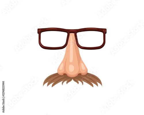 Cartoon fake glasses and mustache with nose for fun dress-up and party theme ideas.