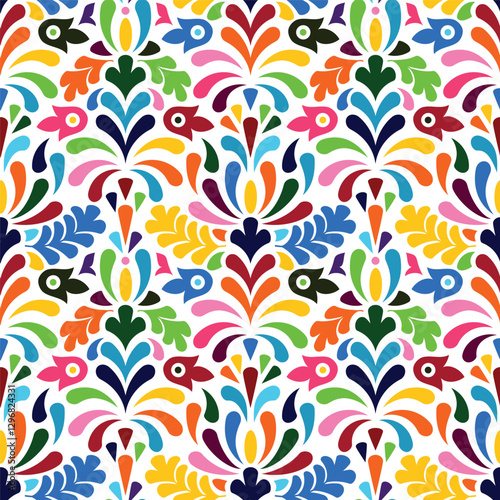 Vector Otomi Style Square Seamles Pattern