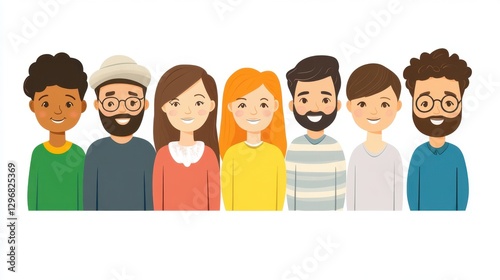 Diverse Group of Smiling People Illustration