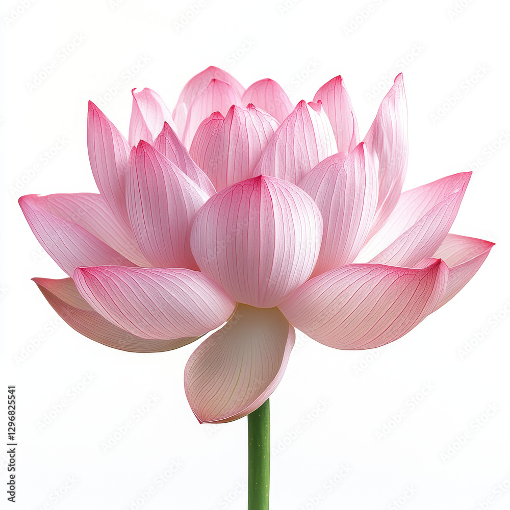 Fototapeta premium Pink Lotus Flower Close Up on White Background