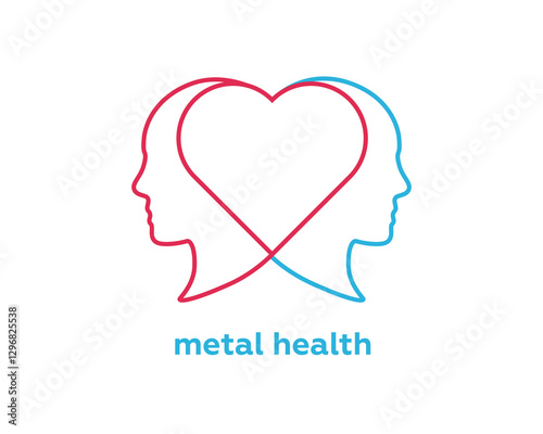 Two human faces outline a heart to signify mental health, balance, and interpersonal connection.