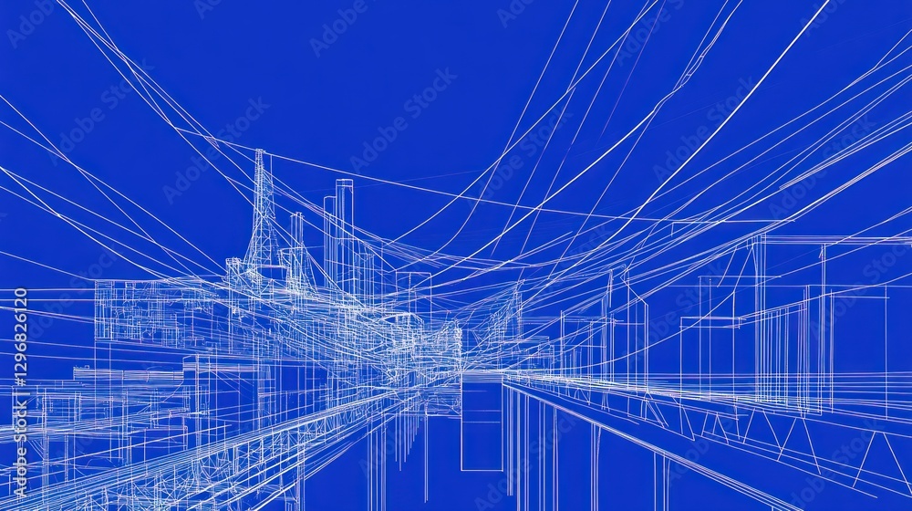 Architectural blueprint of a city skyline Architectural blueprint of a city skyline
