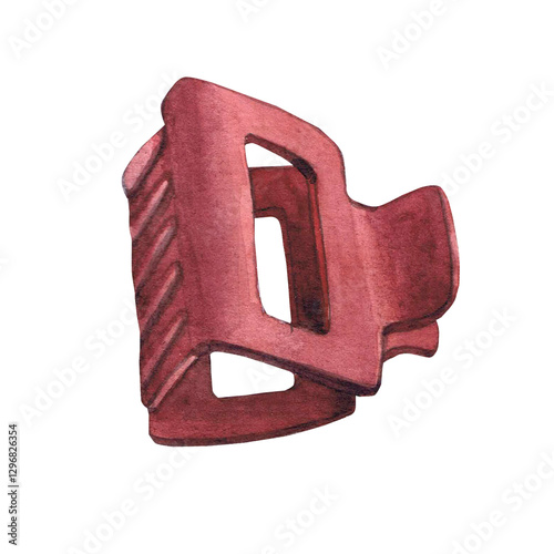 Watercolor illustrations of hairpins and hair items. Hand-drawn of isolated clip art on a white background. Bright and stylish pictures of realistic hairpins for textiles, printing, signs, packaging