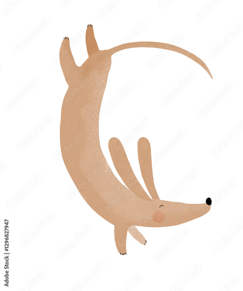 custom made wallpaper toronto digitalVector CIllustration with Happy Dachshund Dog. Funny Dog Doing Somersaults. Lovely Hand Drawn Nursery Art with Sweet Puppy on A White Background.Puppy Standing On Its Front Legs And Doing Acrobatics.
