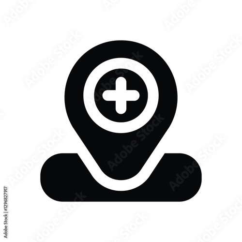 medical location glyph icon. Strong and solid vector icon for websites, mobile interfaces, presentations, and visual branding. High quality and easy to edit.
