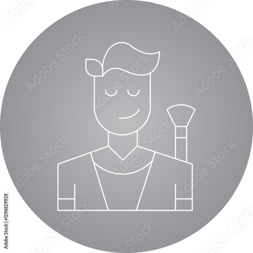 Makeup Artist Male single vector icon illustration