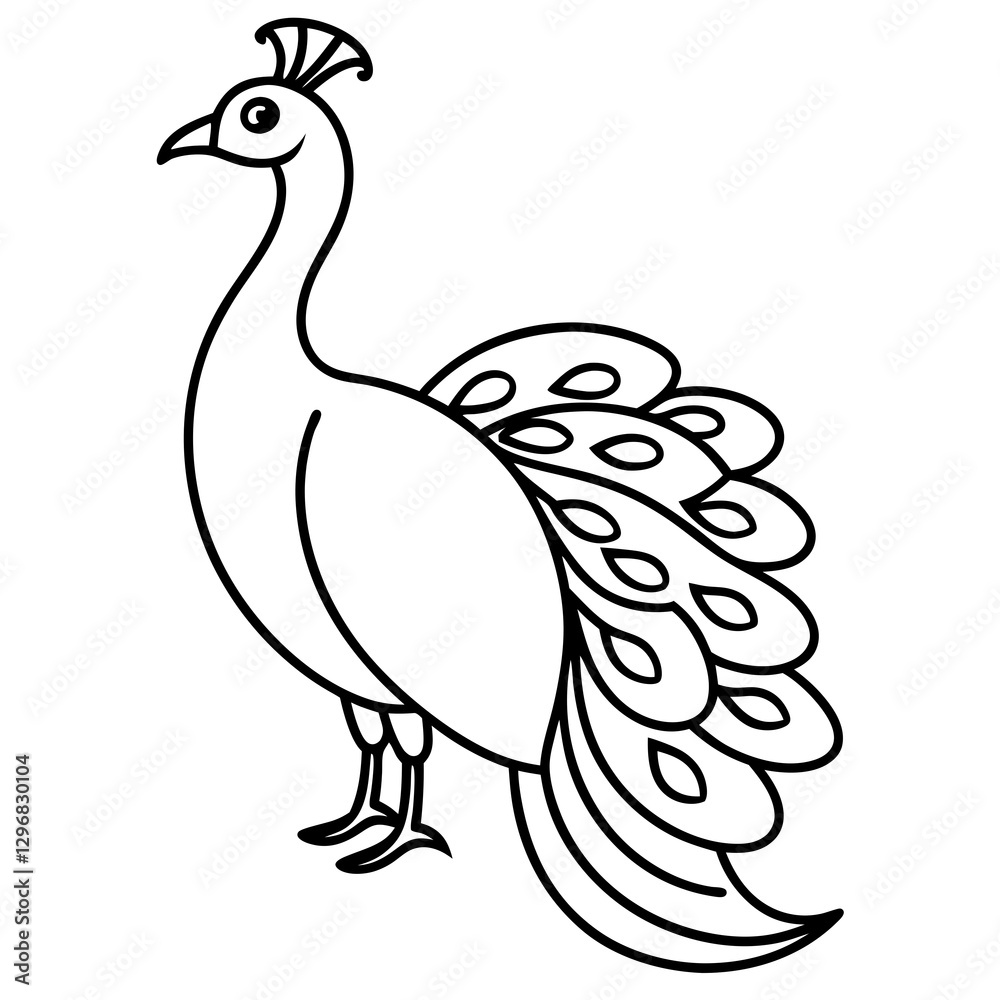 Peacock in One Line Elegant Vector Art Peacock in One Line Elegant Vector Art