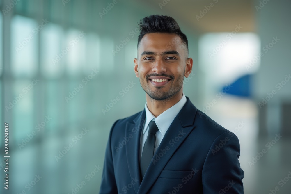 Head and shoulders Portrait of an elegant stylish Sri Lankan young male flight attendant in uniform. Head and shoulders Portrait of an elegant stylish Sri Lankan young male flight attendant in uniform.