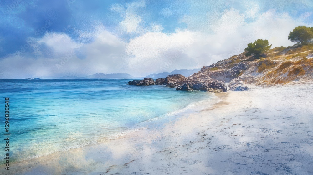 The serene blue ocean shoreline under a cloudy daytime sky The serene blue ocean shoreline under a cloudy daytime sky