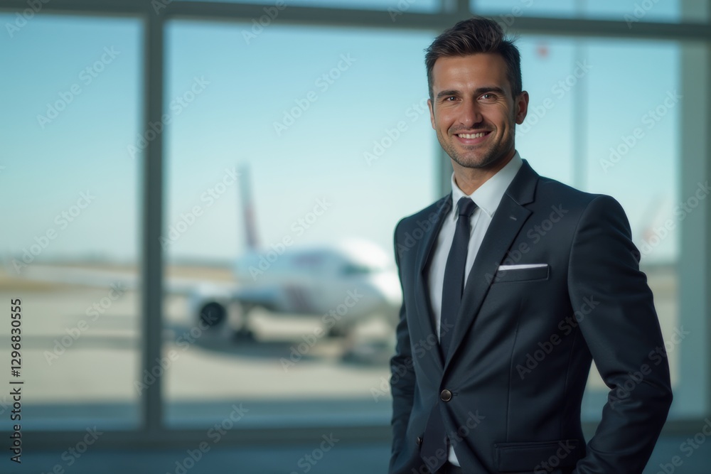 Head and shoulders Portrait of an elegant stylish Turkish young male flight attendant in uniform. Head and shoulders Portrait of an elegant stylish Turkish young male flight attendant in uniform.