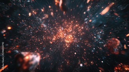 Wallpaper Mural Cosmic Explosion with Debris and Streaks of Light for Space Imagery Torontodigital.ca