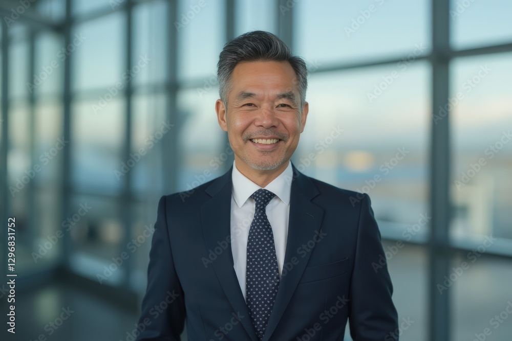 Head and shoulders Portrait of an elegant stylish Bolivian 50 years old male flight attendant in uniform. Head and shoulders Portrait of an elegant stylish Bolivian 50 years old male flight attendant in uniform.