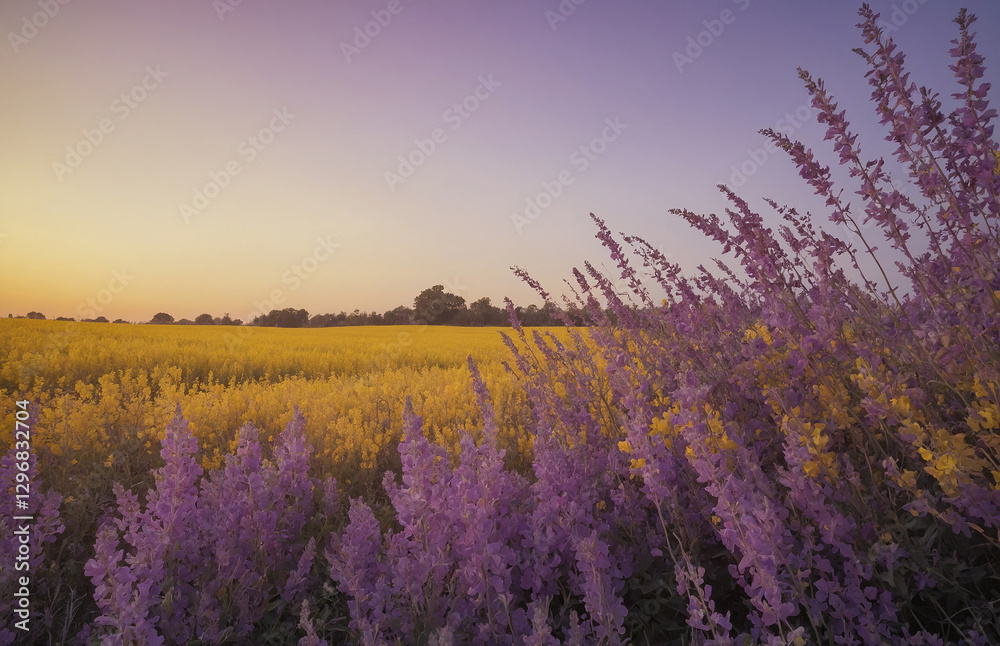 Fototapeta premium lavender field at sunrise